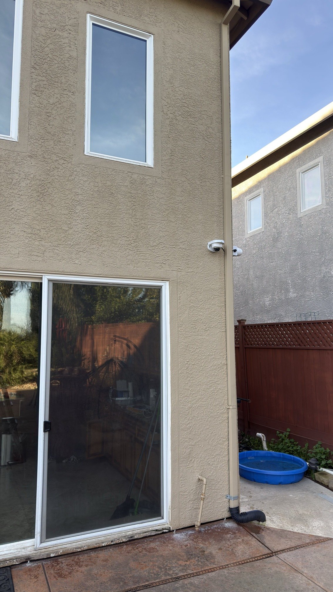 Backyard security camera installation in Roseville property